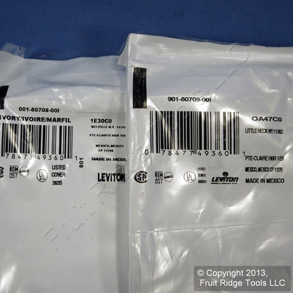 Leviton 80709-I Ivory 2-Gang Toggle Unbreakable Standard Wallplate Cover 2pcs