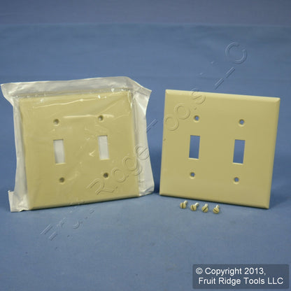 Leviton 80709-I Ivory 2-Gang Toggle Unbreakable Standard Wallplate Cover 2pcs