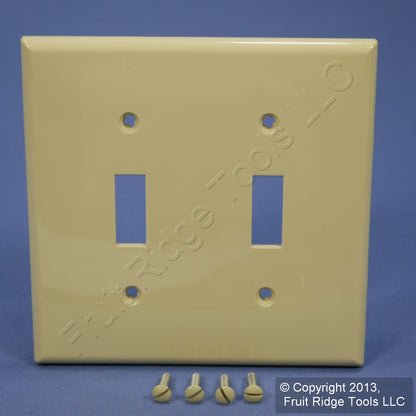 Leviton 80709-I Ivory 2-Gang Toggle Unbreakable Standard Wallplate Cover 2pcs