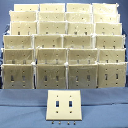 Leviton 80709-T Light Almond 2-Gang Toggle Switch Unbreakable Wallplates 25pcs