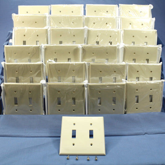 Leviton 80709-T Light Almond 2-Gang Toggle Switch Unbreakable Wallplates 25pcs