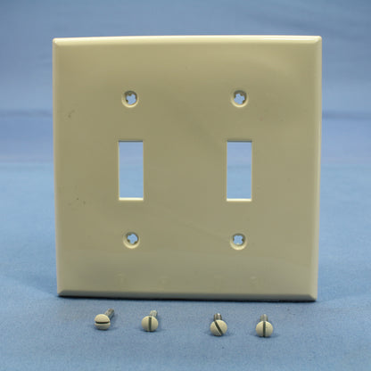 Leviton 80709-T Light Almond 2-Gang Toggle Switch Unbreakable Wallplates 25pcs