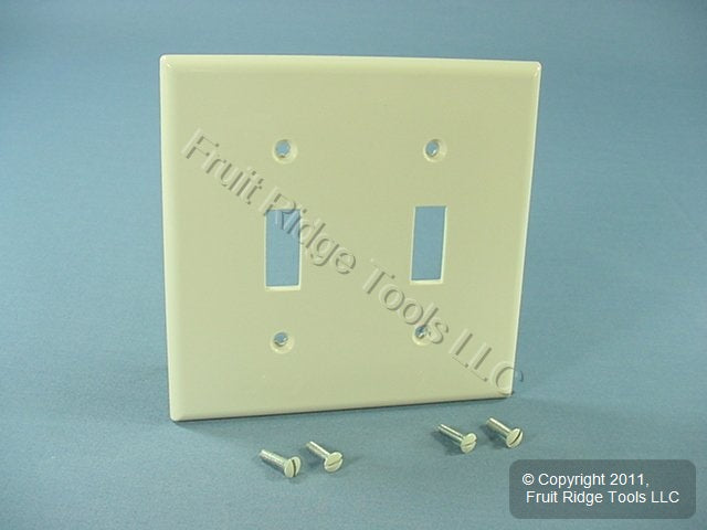 Leviton 80709-T Light Almond 2-Gang Toggle Switch Unbreakable Nylon Wallplate