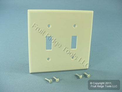 Leviton 80709-T Light Almond 2-Gang Toggle Switch Unbreakable Nylon Wallplate
