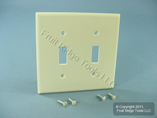 Leviton 80709-T Light Almond 2-Gang Toggle Switch Unbreakable Nylon Wallplate