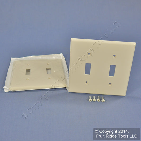 Leviton 80709-T Light Almond 2-Gang Toggle Switch Unbreakable Wallplates 2pcs