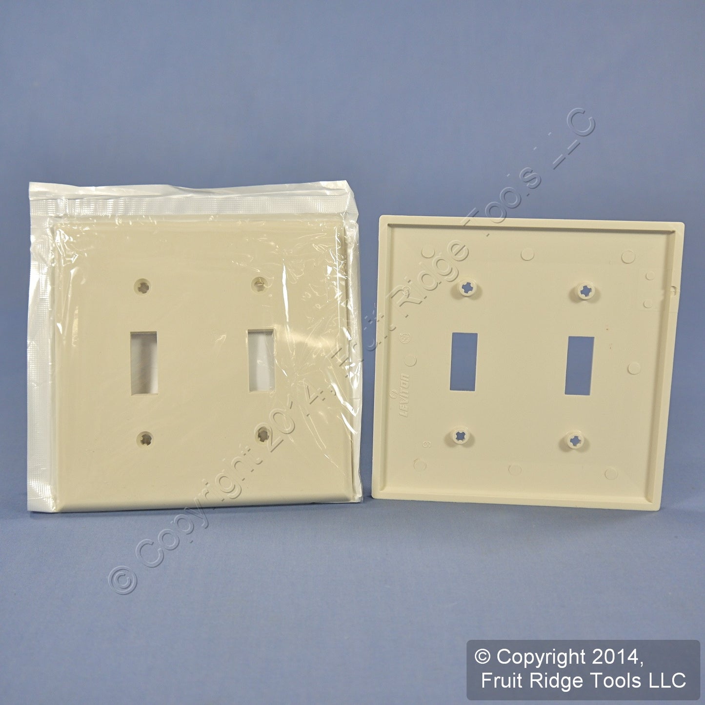 Leviton 80709-T Light Almond 2-Gang Toggle Switch Unbreakable Wallplates 2pcs