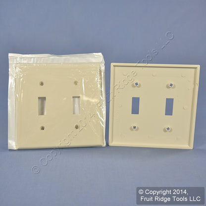Leviton 80709-T Light Almond 2-Gang Toggle Switch Unbreakable Wallplates 2pcs
