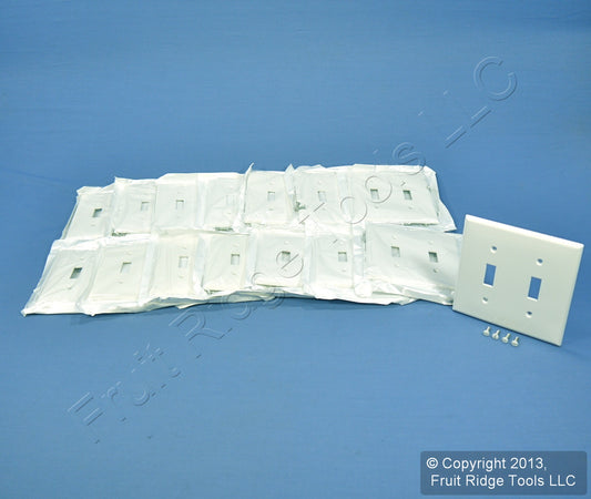 Leviton 80709-W White 2-Gang Toggle Switch Unbreakable Nylon Wallplates 15pcs