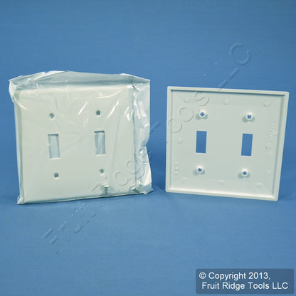 Leviton 80709-W White 2-Gang Toggle Switch Unbreakable Nylon Wallplates 15pcs