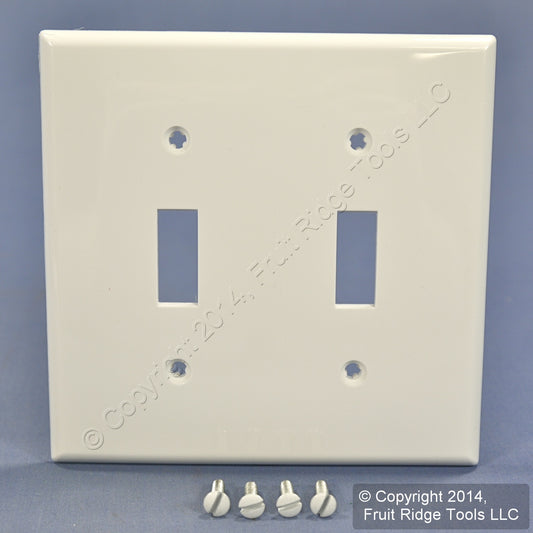 Leviton 80709-W White 2-Gang Toggle Unbreakable Nylon Standard Wallplate Cover