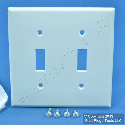 Leviton 80709-W White 2-Gang Toggle Unbreakable Standard Wallplate Cover 2pcs