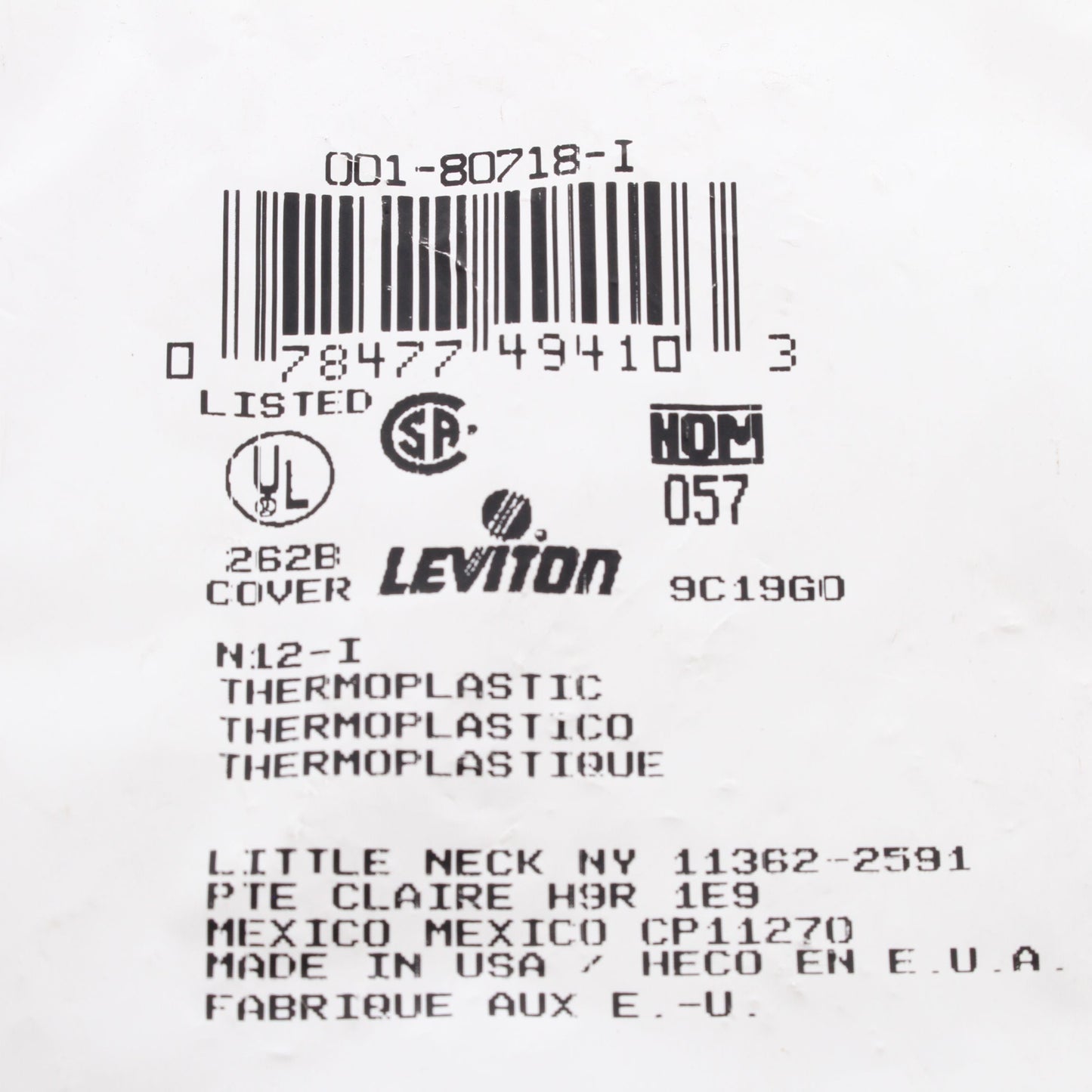 Leviton 80718-I Ivory 1-Gang Unbreakable Phone Cable Nylon Wallplate Cover Strap