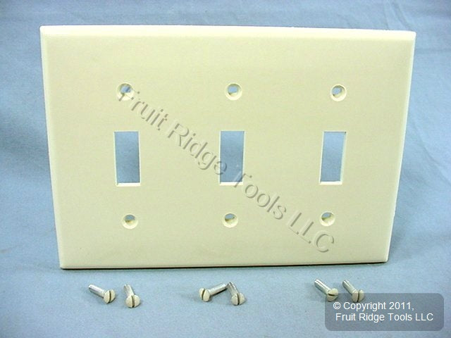 Leviton 80711-A Almond 3-Gang Toggle Unbreakable Nylon Standard Wallplate Cover