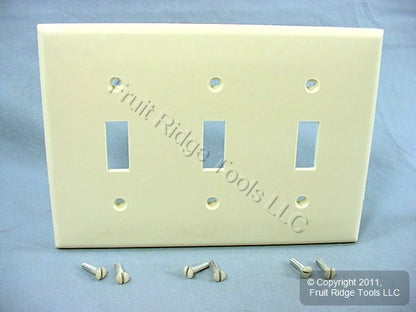 Leviton 80711-A Almond 3-Gang Toggle Unbreakable Nylon Standard Wallplate Cover
