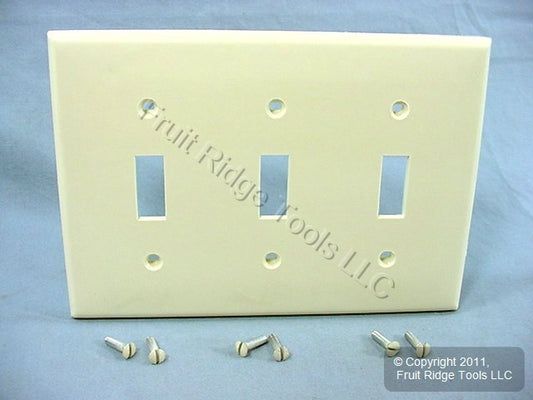 Leviton 80711-A Almond 3-Gang Toggle Unbreakable Nylon Standard Wallplate Cover