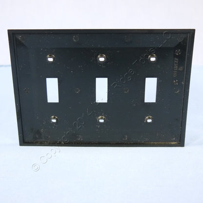 Leviton 80711-E Black 3-Gang Toggle Switch Unbreakable Nylon Wallplates 10pcs