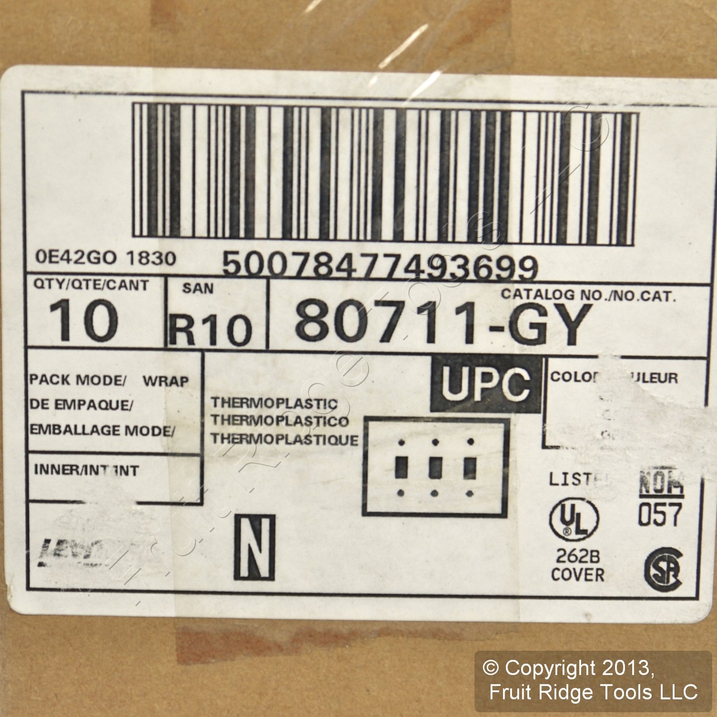 Leviton 80711-GY Gray 3-Gang Toggle Switch Unbreakable Nylon Wallplates 10pcs