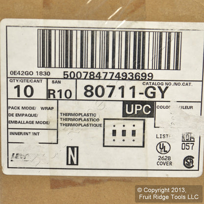 Leviton 80711-GY Gray 3-Gang Toggle Switch Unbreakable Nylon Wallplates 10pcs