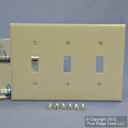 Leviton 80711-GY Gray 3-Gang Toggle Switch Unbreakable Nylon Wallplates 10pcs