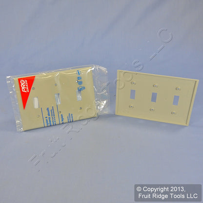 Leviton 80711-GY Gray 3-Gang Toggle Switch Unbreakable Nylon Wallplates 10pcs