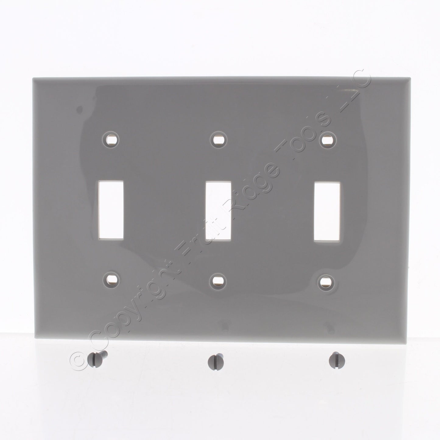 Leviton 80711-GY Gray 3-Gang Toggle Unbreakable Nylon Standard Wallplate Cover