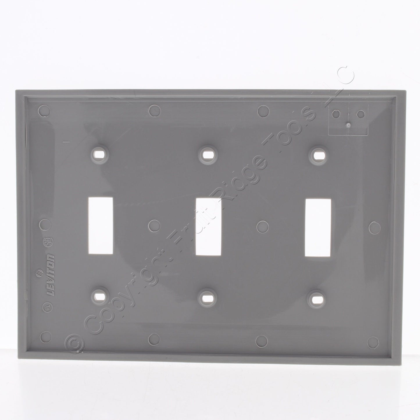Leviton 80711-GY Gray 3-Gang Toggle Unbreakable Nylon Standard Wallplate Cover