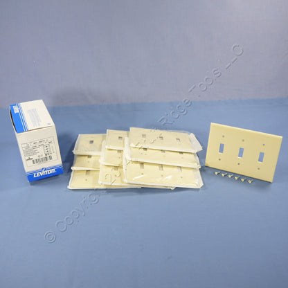 Leviton 80711-I Ivory 3-Gang Toggle Switch Unbreakable Nylon Wallplates 10pcs