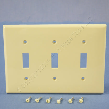 Leviton 80711-I Ivory 3-Gang Toggle Switch Unbreakable Nylon Wallplates 10pcs