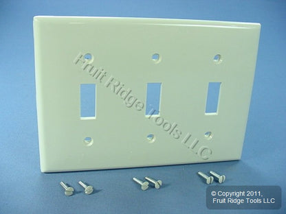 Leviton 80711-T Light Almond 3-Gang Toggle Switch Unbreakable Nylon Wallplate
