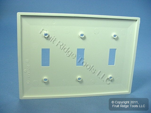 Leviton 80711-T Light Almond 3-Gang Toggle Switch Unbreakable Nylon Wallplate