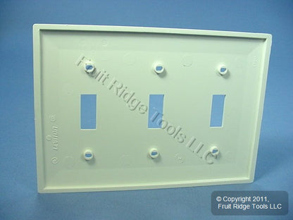 Leviton 80711-T Light Almond 3-Gang Toggle Switch Unbreakable Nylon Wallplate