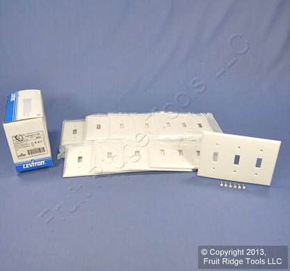 Leviton 80711-W White 3-Gang Toggle Switch Unbreakable Nylon Wallplates 10pcs