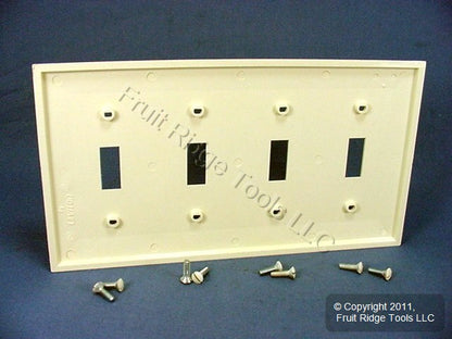 Leviton 80712-A Almond 4-Gang Toggle Unbreakable Nylon Standard Wallplate Cover