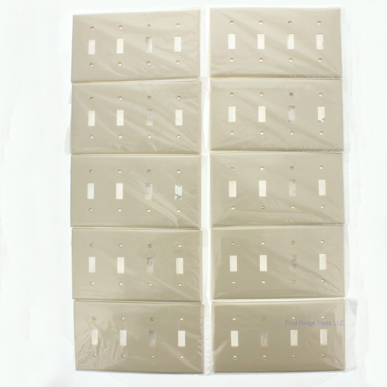 Leviton 80712-I Ivory 4-Gang Toggle Switch Unbreakable Nylon Wallplates 10pcs