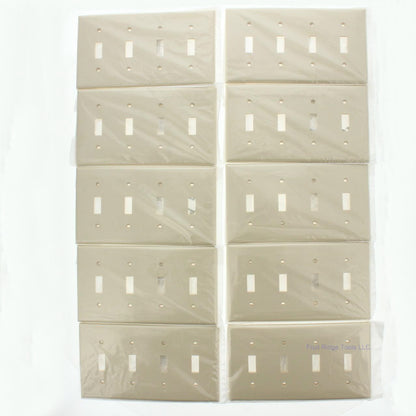 Leviton 80712-I Ivory 4-Gang Toggle Switch Unbreakable Nylon Wallplates 10pcs