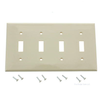 Leviton 80712-I Ivory 4-Gang Toggle Switch Unbreakable Nylon Wallplates 10pcs