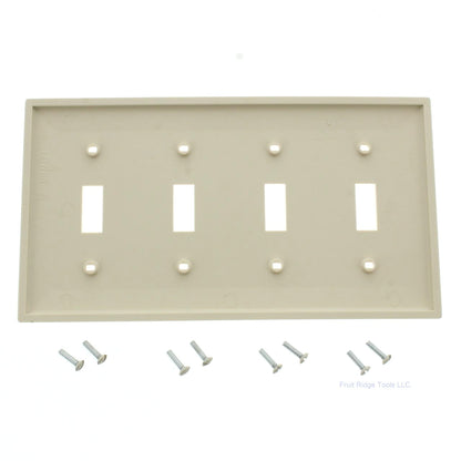 Leviton 80712-I Ivory 4-Gang Toggle Switch Unbreakable Nylon Wallplates 10pcs