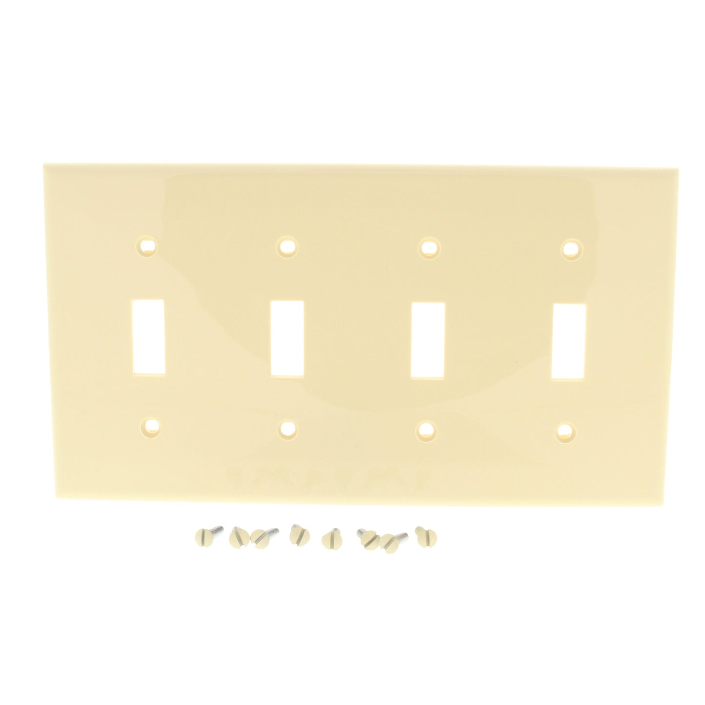 Leviton 80712-I Ivory 4-Gang Toggle Unbreakable Nylon Standard Wallplate Cover