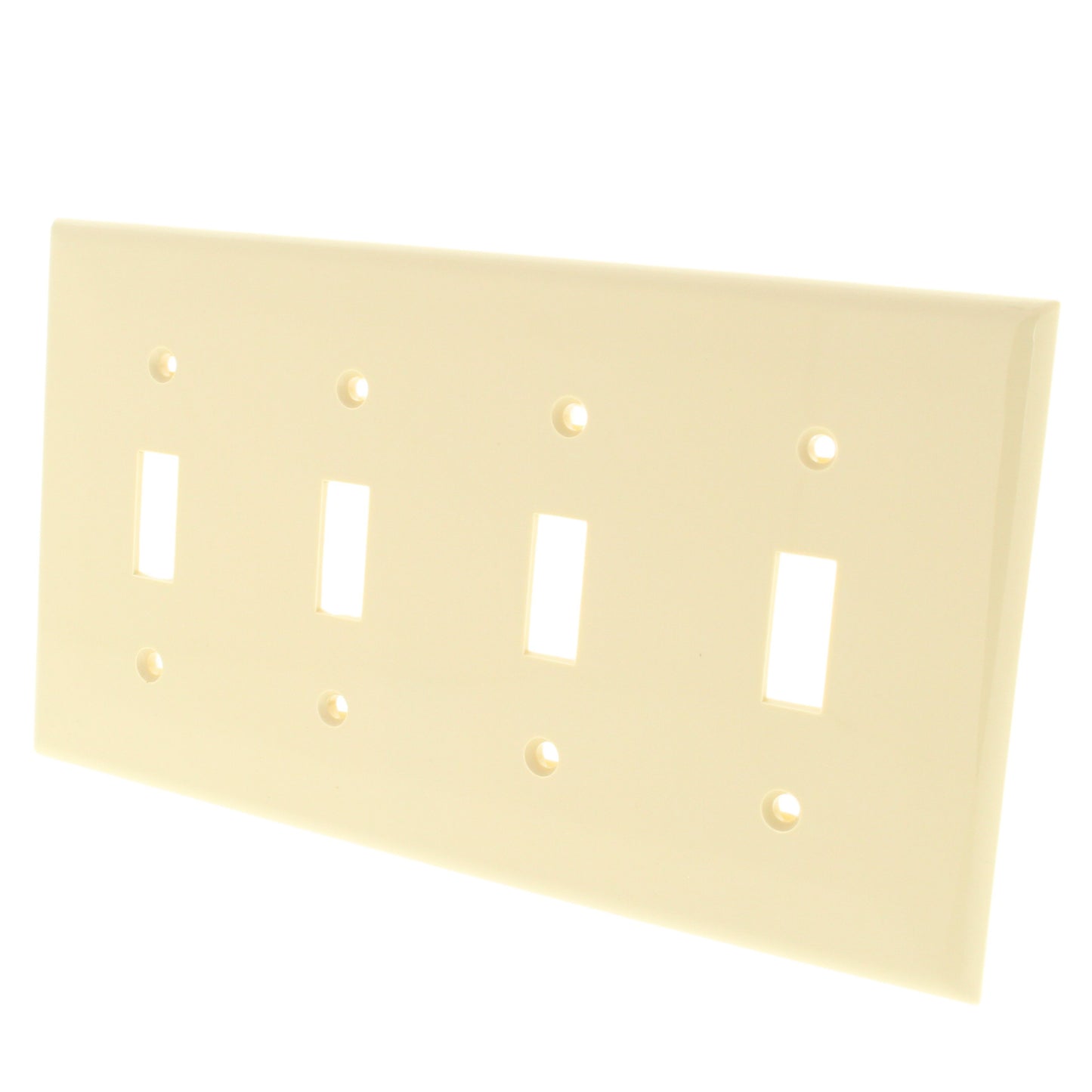 Leviton 80712-I Ivory 4-Gang Toggle Unbreakable Nylon Standard Wallplate Cover