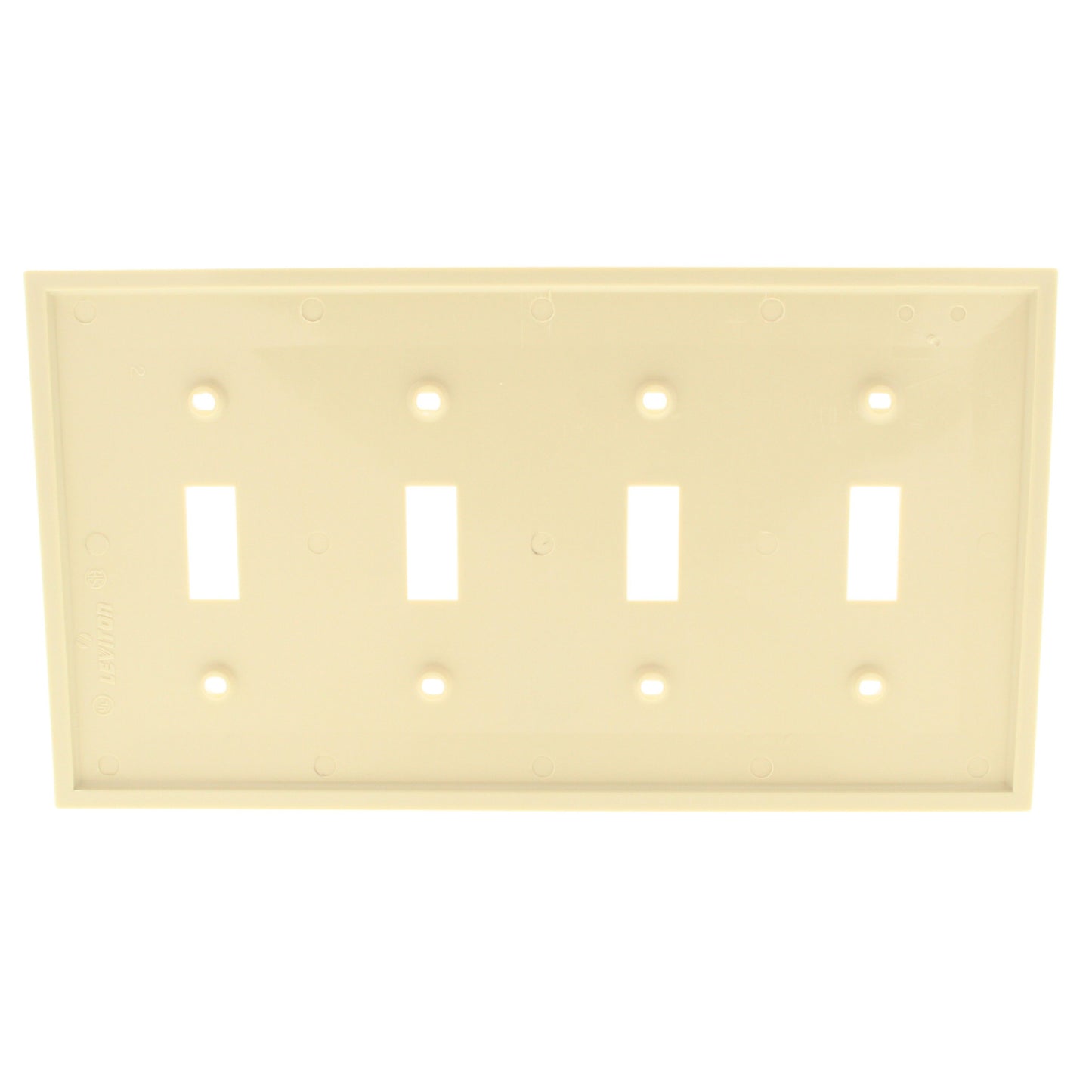 Leviton 80712-I Ivory 4-Gang Toggle Unbreakable Nylon Standard Wallplate Cover