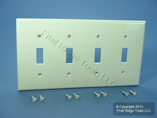 Leviton 80712-T Light Almond 4-Gang Toggle Switch Unbreakable Nylon Wallplate
