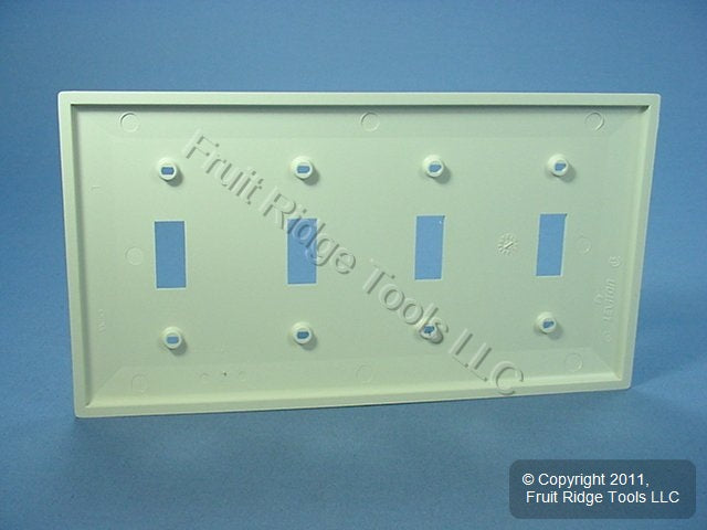 Leviton 80712-T Light Almond 4-Gang Toggle Switch Unbreakable Nylon Wallplate