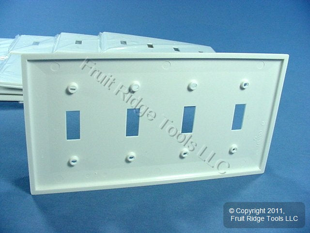 Leviton 80712-W White 4-Gang Toggle Switch Unbreakable Nylon Wallplates 10pcs
