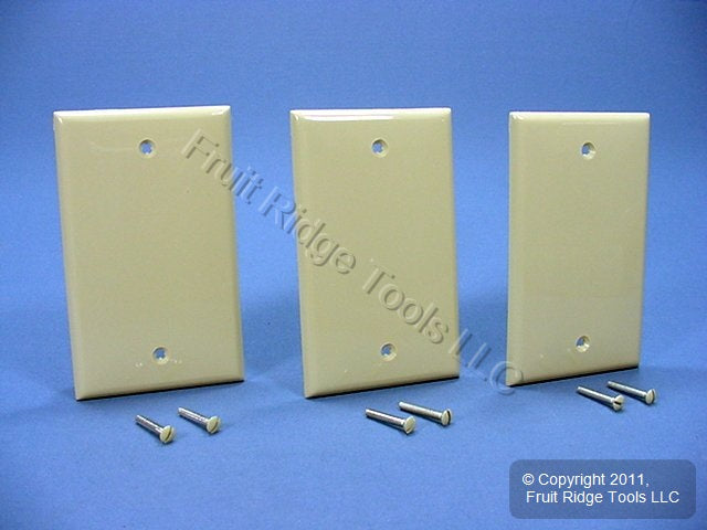 Leviton 80714-I Ivory 1-Gang Blank Unbreakable Wallplate Cover Box Mount 3pcs