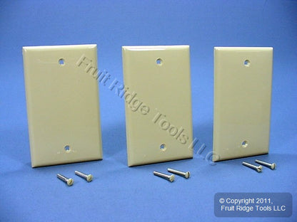 Leviton 80714-I Ivory 1-Gang Blank Unbreakable Wallplate Cover Box Mount 3pcs