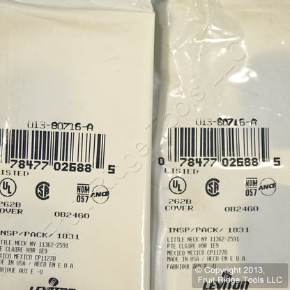Leviton 80716-A Almond 2-Gang Duplex Outlet Unbreakable Nylon Wallplates 2pcs