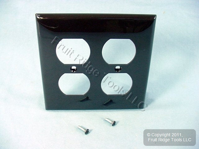 Leviton 80716 Brown 2-Gang Duplex Outlet Unbreakable Nylon Standard Wallplate
