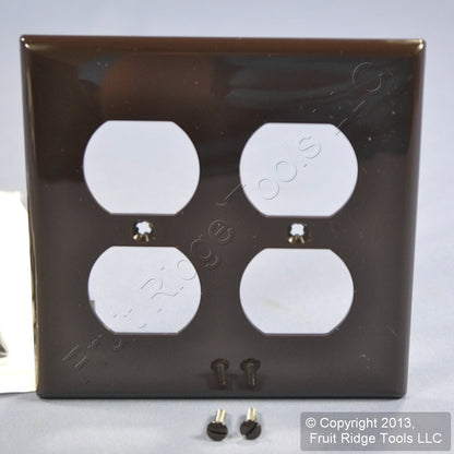 Leviton 80716 Brown 2-Gang Duplex Outlet Unbreakable Standard Wallplates 2pcs