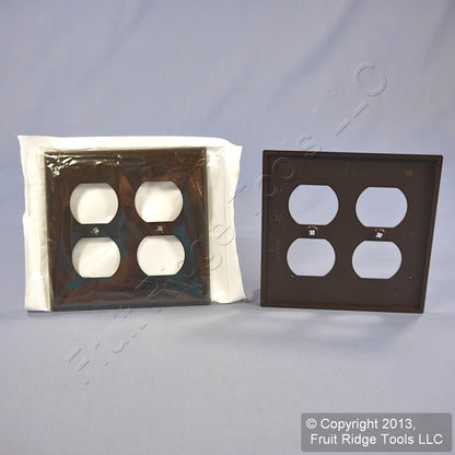 Leviton 80716 Brown 2-Gang Duplex Outlet Unbreakable Standard Wallplates 2pcs